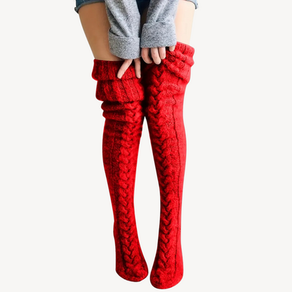 Warm Cable Knee High Socks - OutfitLondon