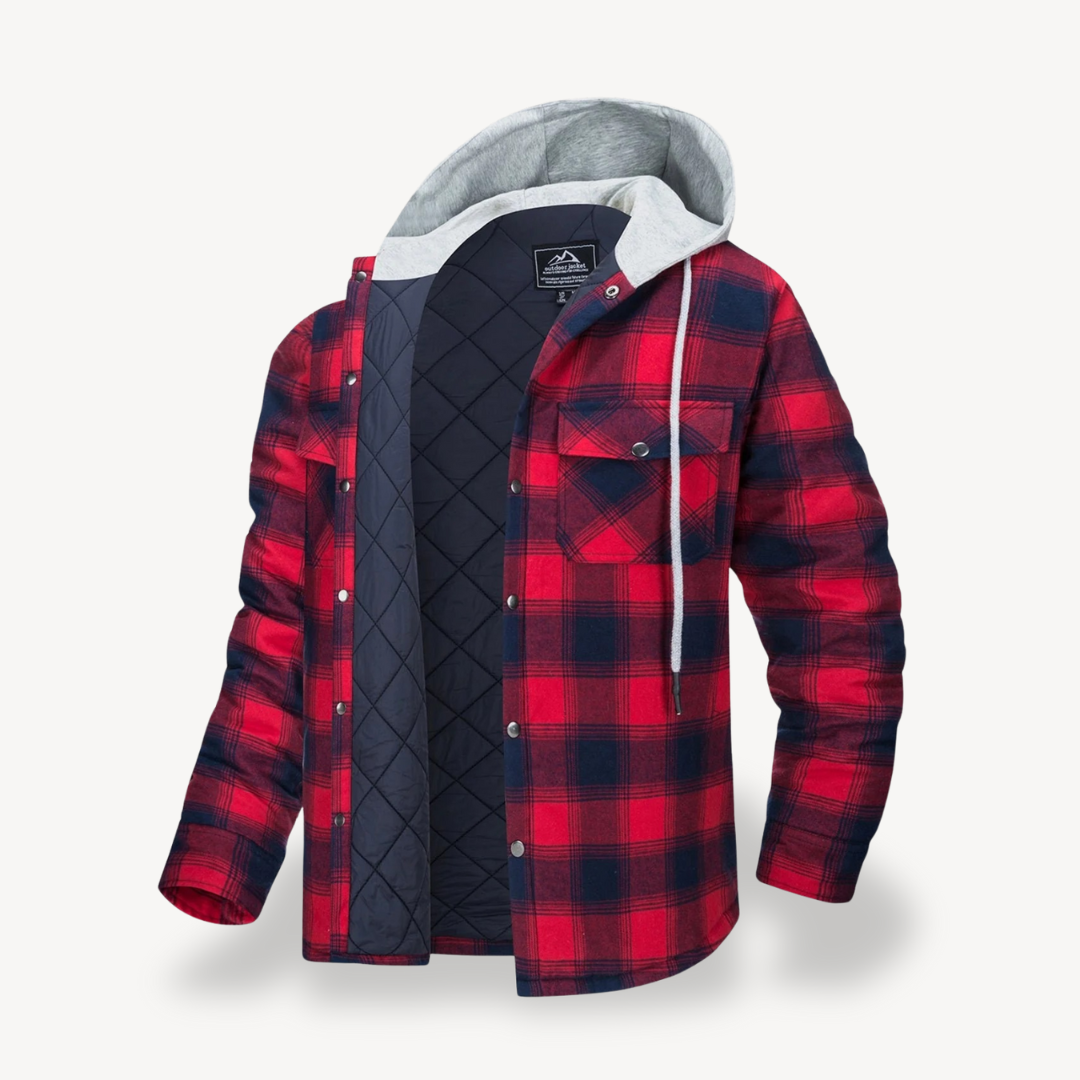 Warm Checked Hoodie Coat for Men