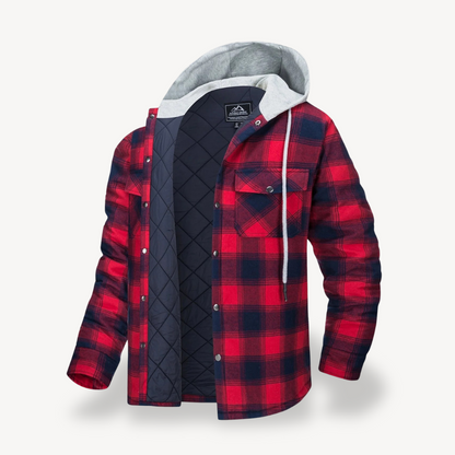 Warm Checked Hoodie Coat for Men