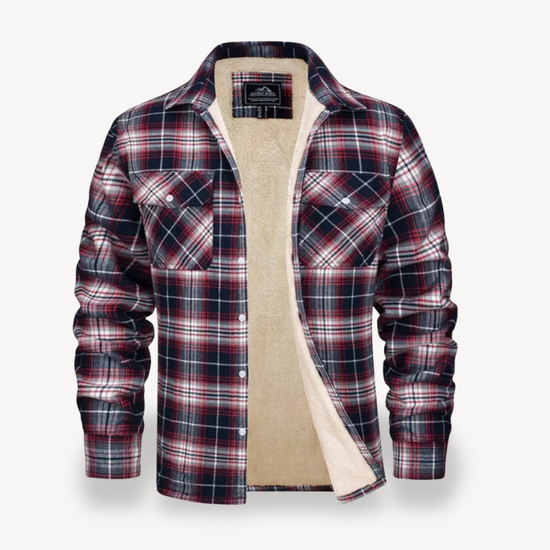 Warm Plaid Sherpa Lined Flannel Shirt for Men