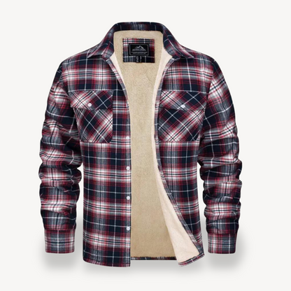 Warm Plaid Sherpa Lined Flannel Shirt for Men