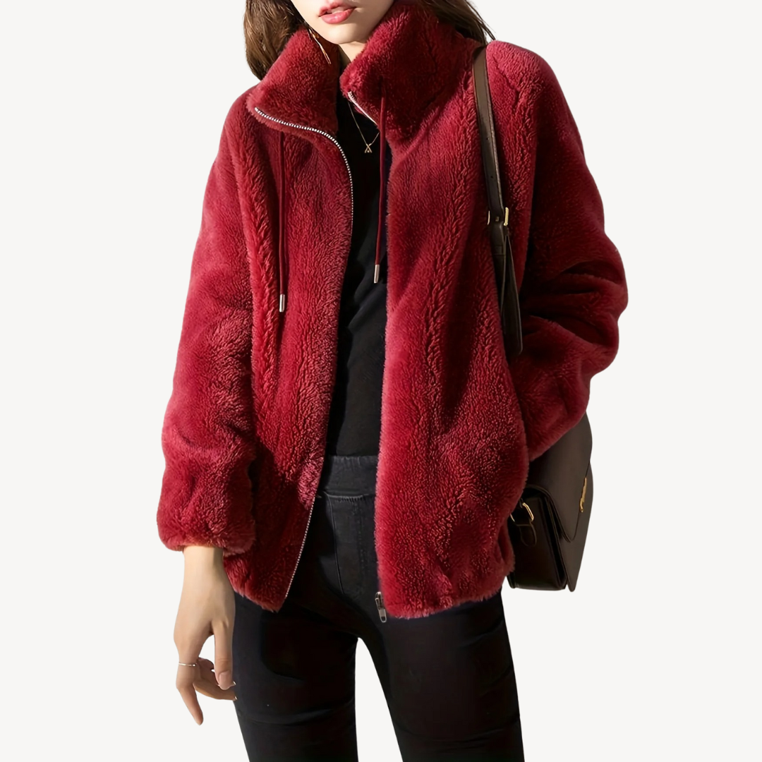 Ladies Synthetic Fur Zip Jacket - OutfitLondon