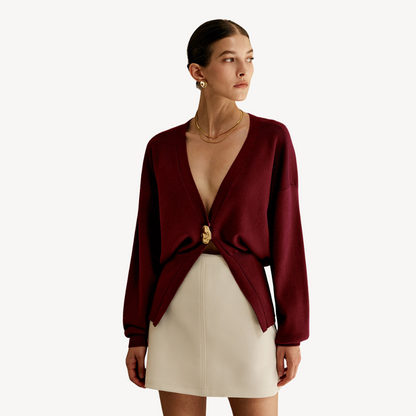 Ladies Soft V-Neck Sweater Cardigan