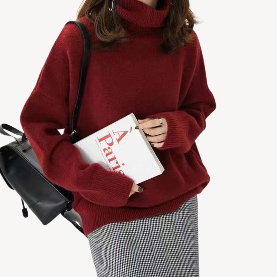 Cozy Women's Cable Knit Turtleneck Jumper