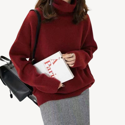 Cozy Women's Cable Knit Turtleneck Jumper
