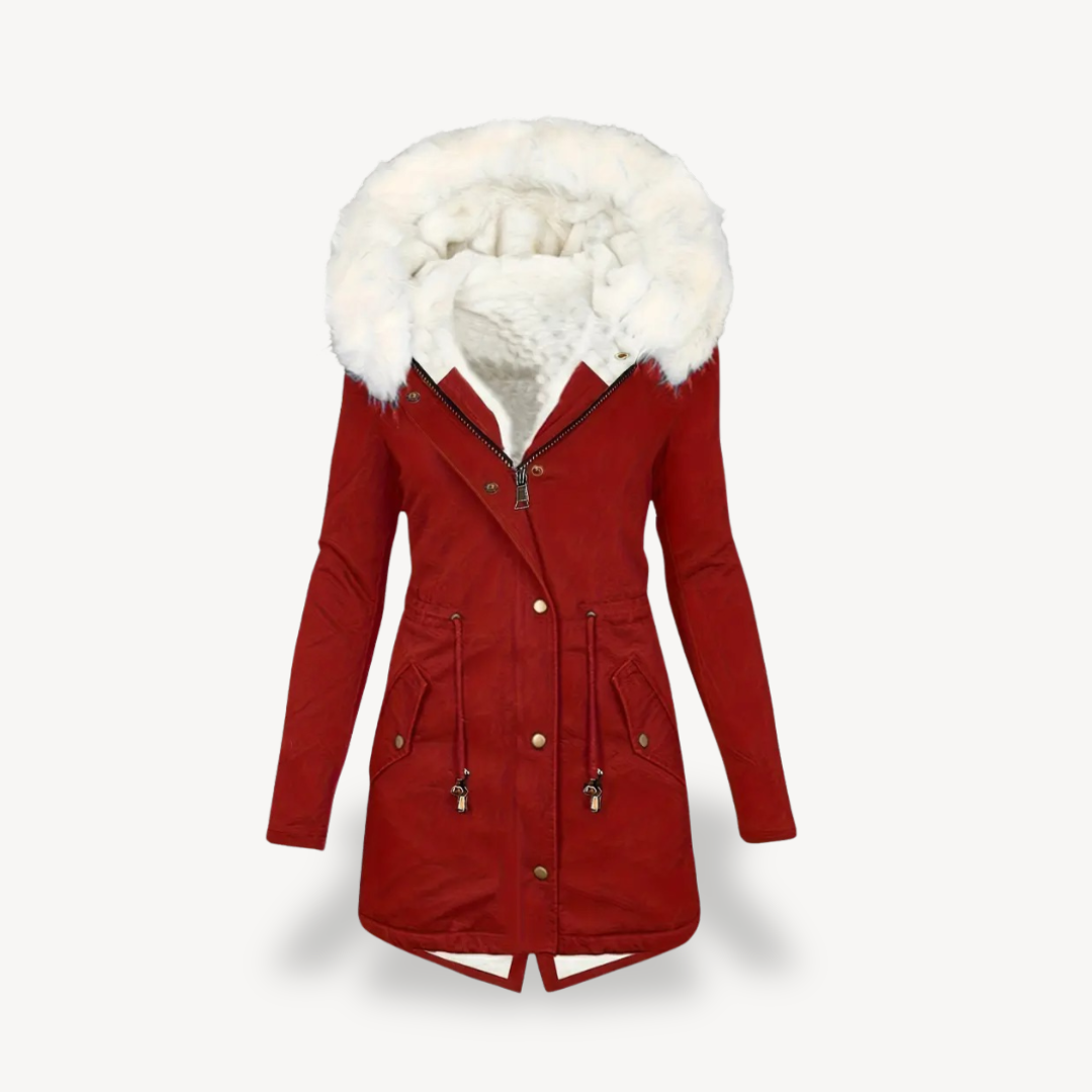 Ladies Synthetic Fur Hooded Coat Jacket - OutfitLondon