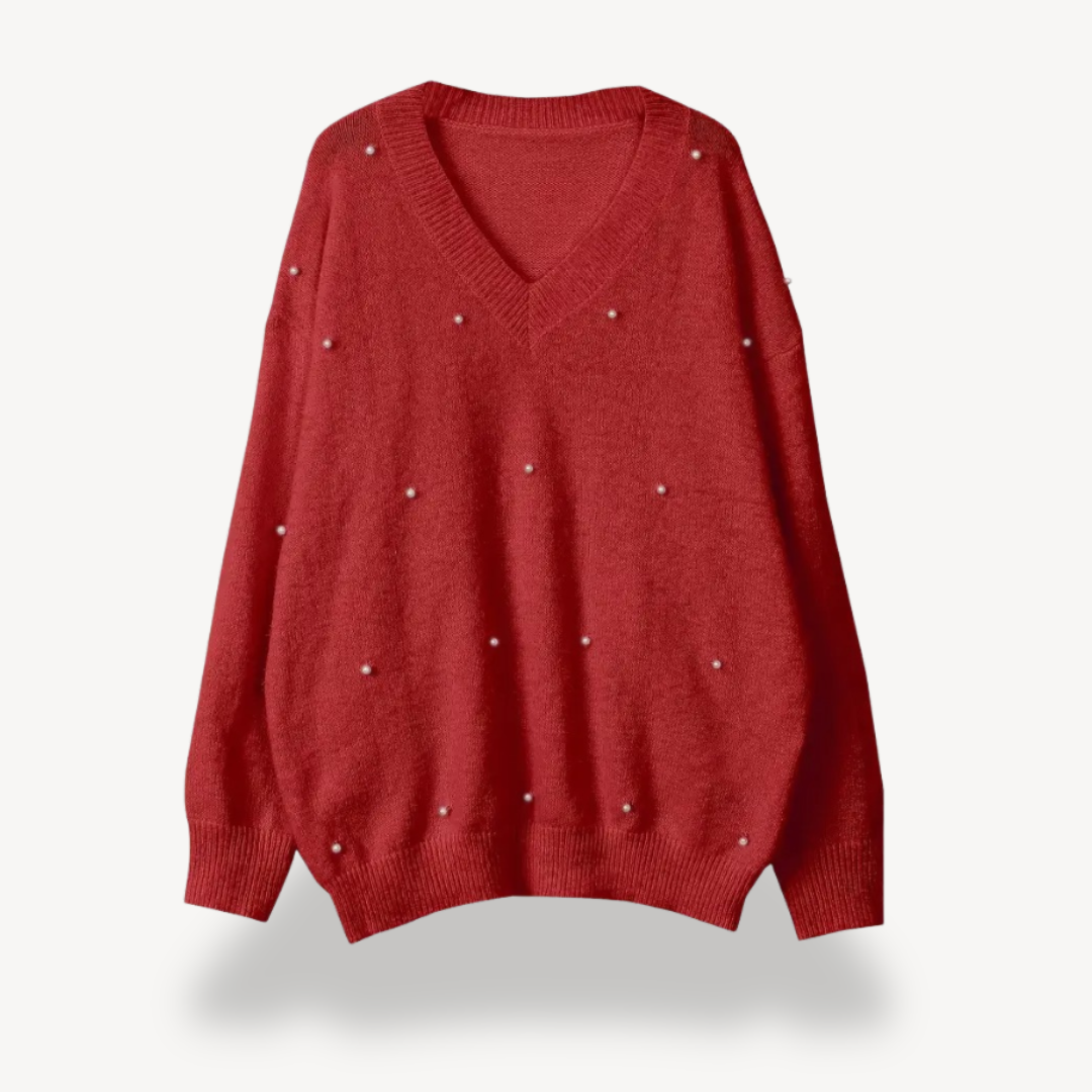 Classic V Neck Knit Sweater for Ladies