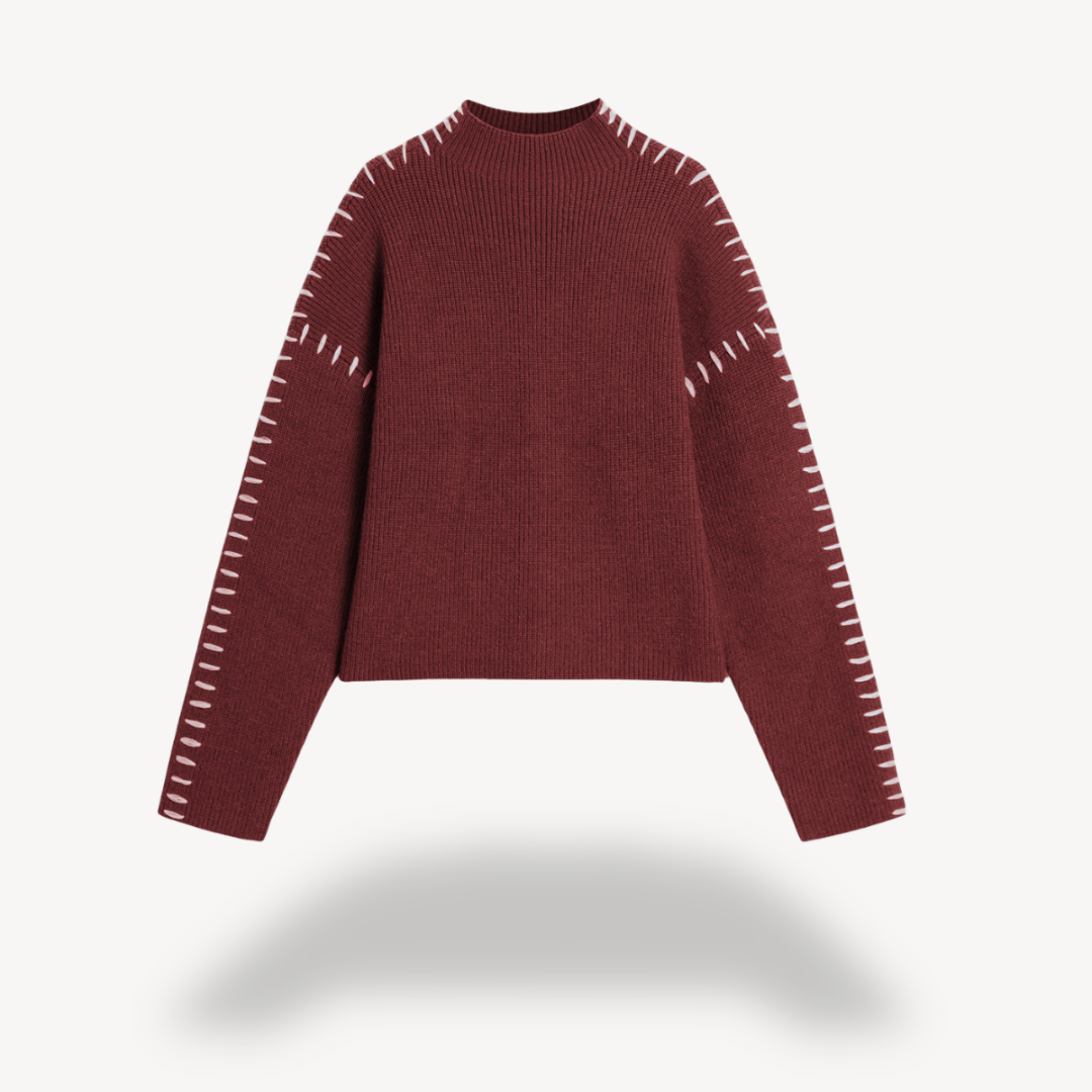 Ladies' Cable Pattern Crew Neck Sweater - OutfitLondon
