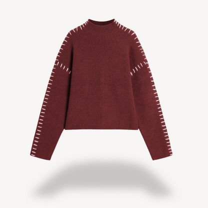 Ladies' Cable Pattern Crew Neck Sweater - OutfitLondon