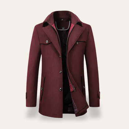 Warm Mens Parka Coat with Faux Fur Collar