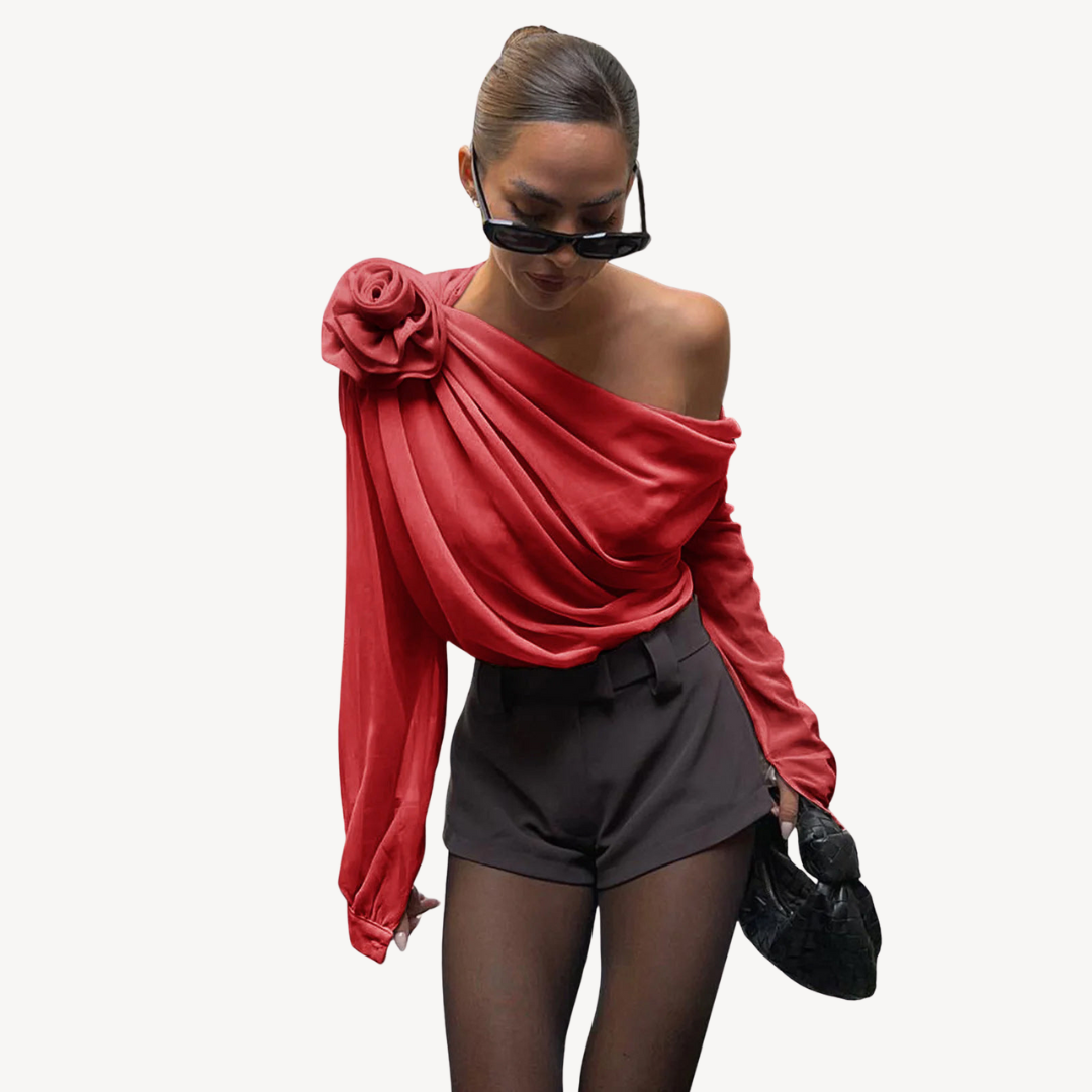 Chic Off Shoulder Flower Blouse