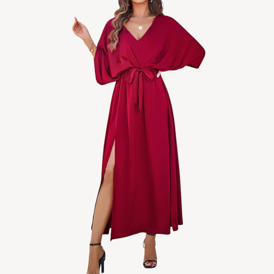 Flowy Waist Cinch Long Dress
