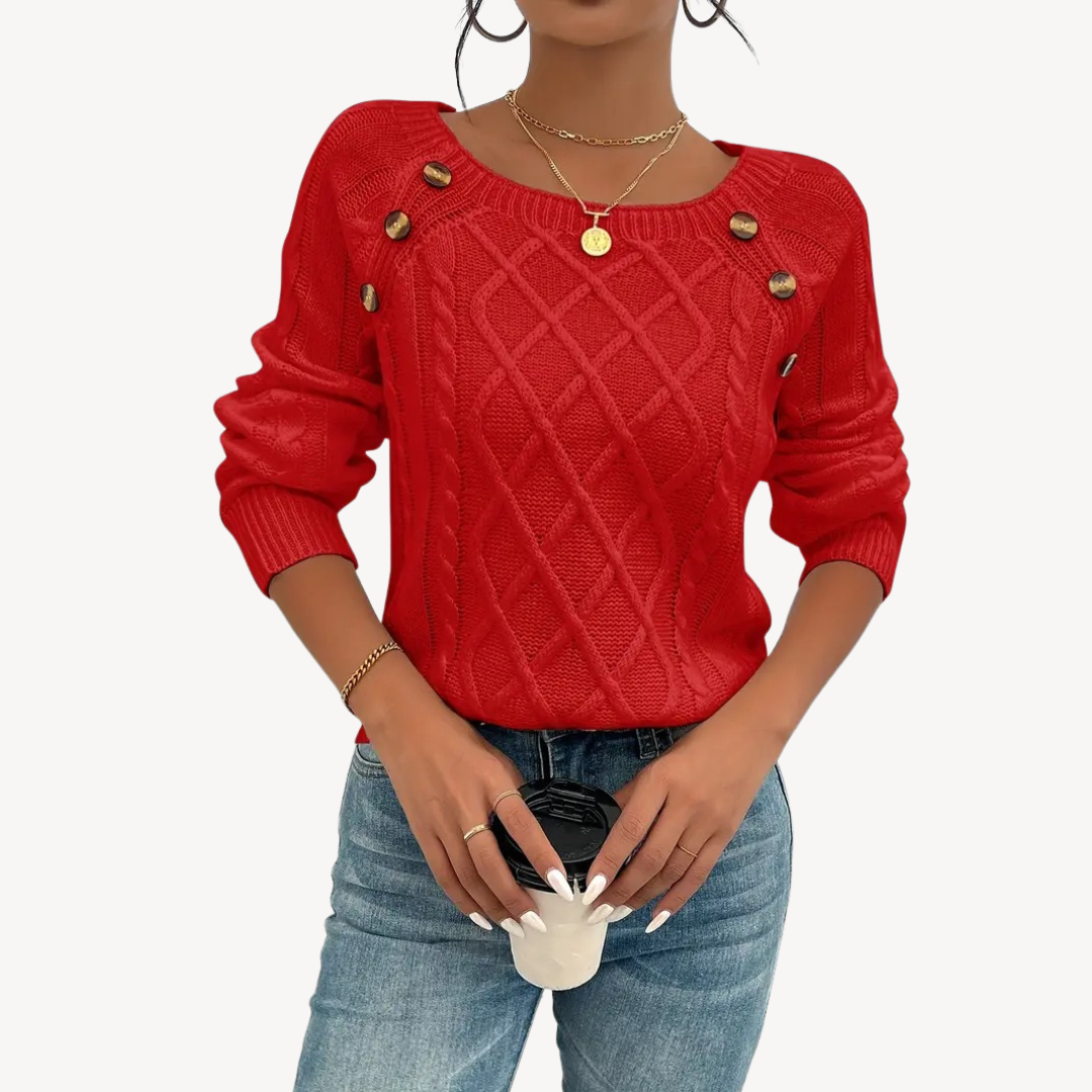 Ladies Classic Cable Knit Sweater - OutfitLondon