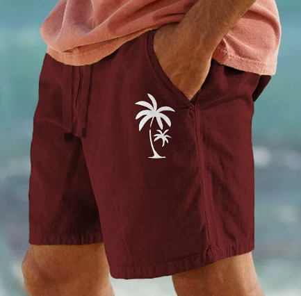 Beachy Summer Shorts with Leaf Print Design