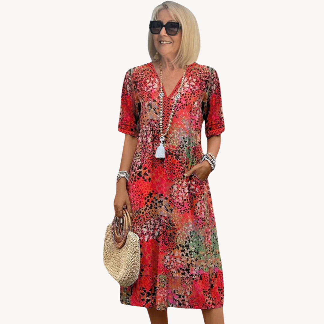 Casual Floral Midi Dress - Loose Tiered Maxi Style