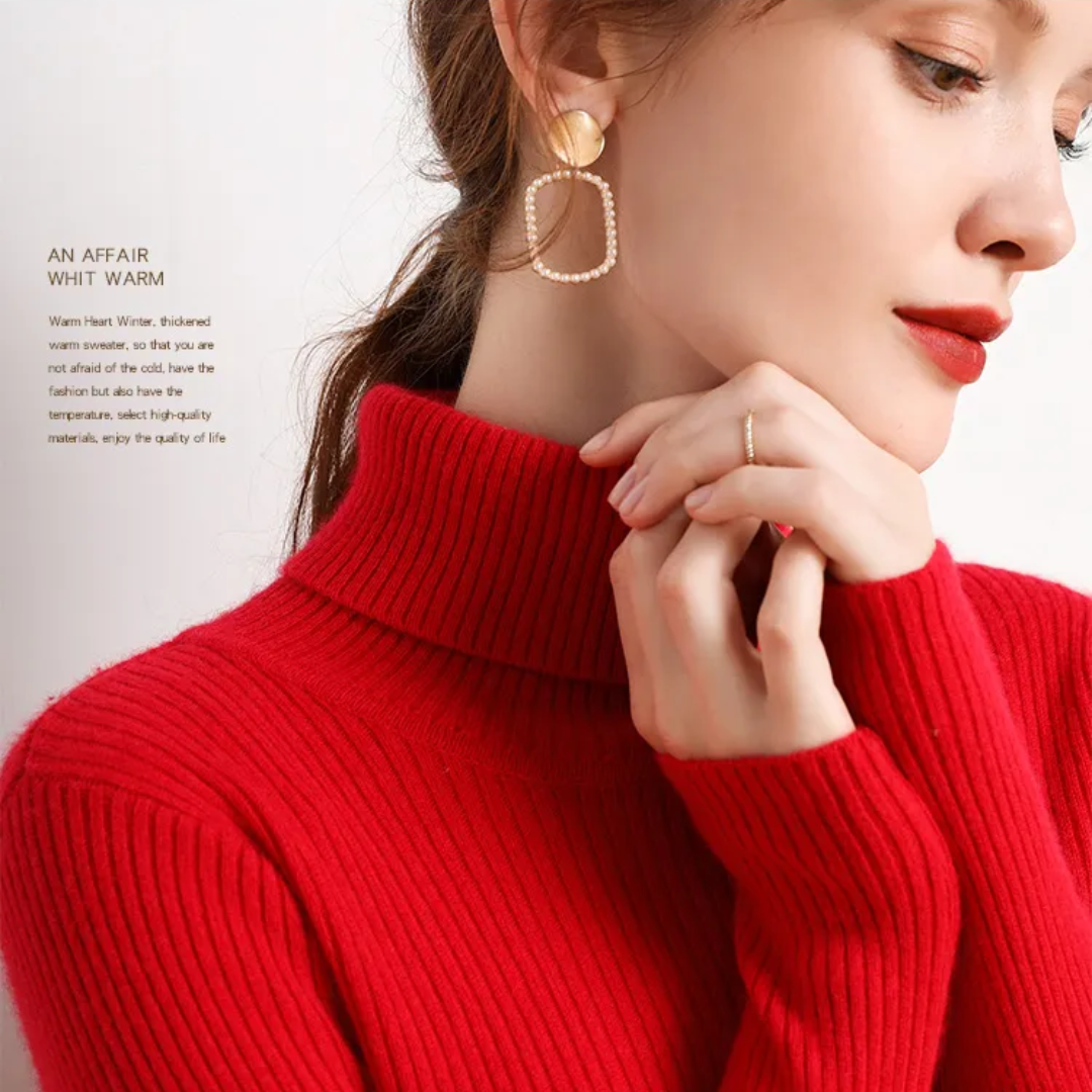 Warm Cozy Cashmere Turtleneck Sweater