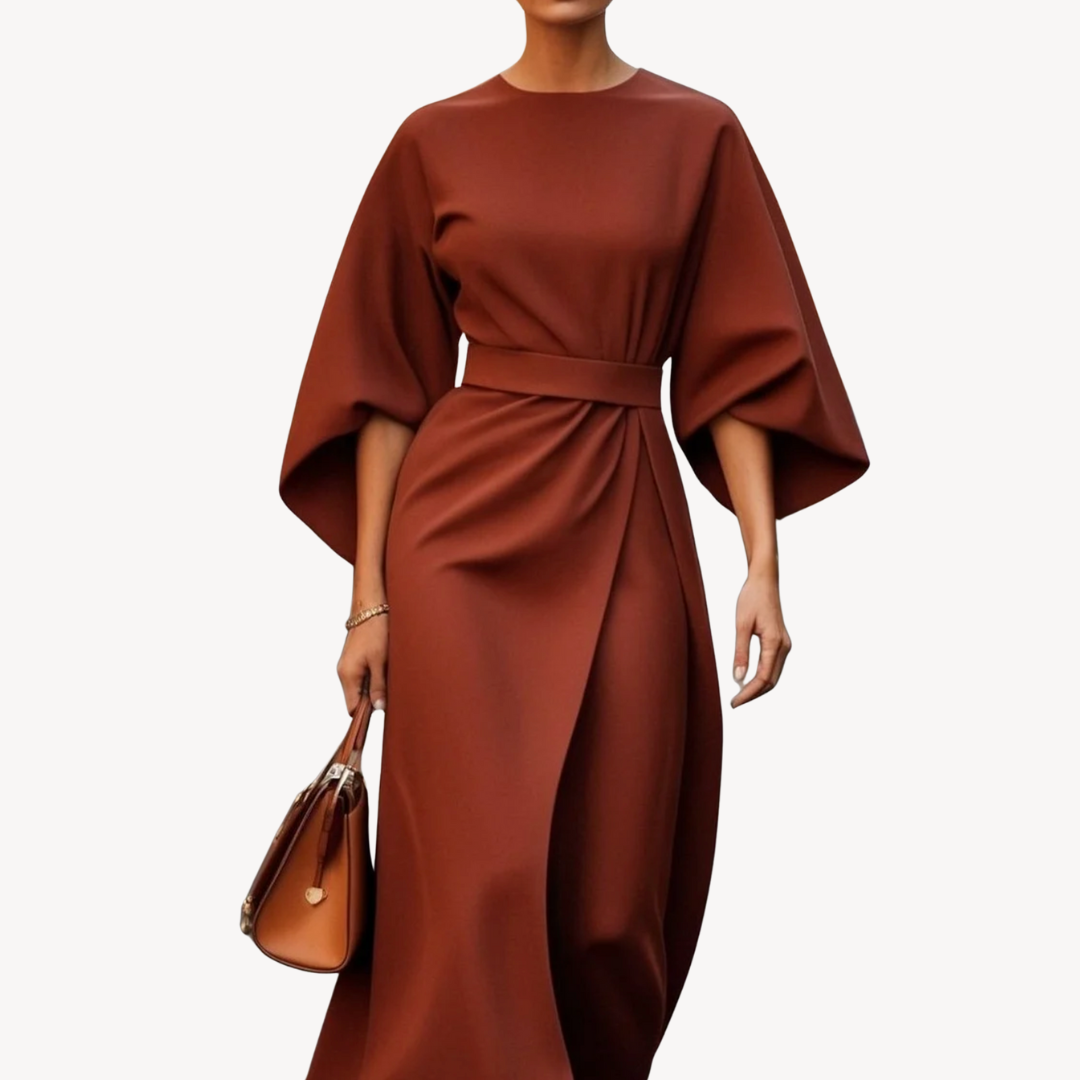Casual Waist Tie Midi Dress