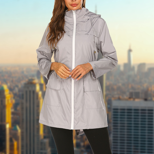 Waterproof Ladies Zip Up Jacket with Fitted Waist