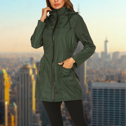 Waterproof Ladies Zip Up Jacket with Fitted Waist