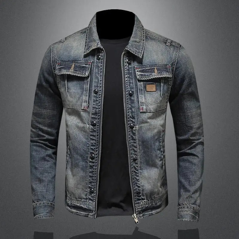 Classic Blue Distressed Denim Jacket - OutfitLondon