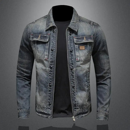 Classic Blue Distressed Denim Jacket - OutfitLondon