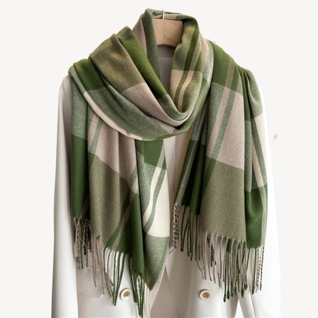 Classic Checkered Wool Scarf for Ladies
