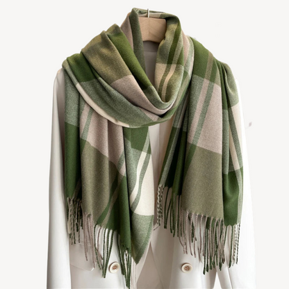 Classic Checkered Wool Scarf for Ladies
