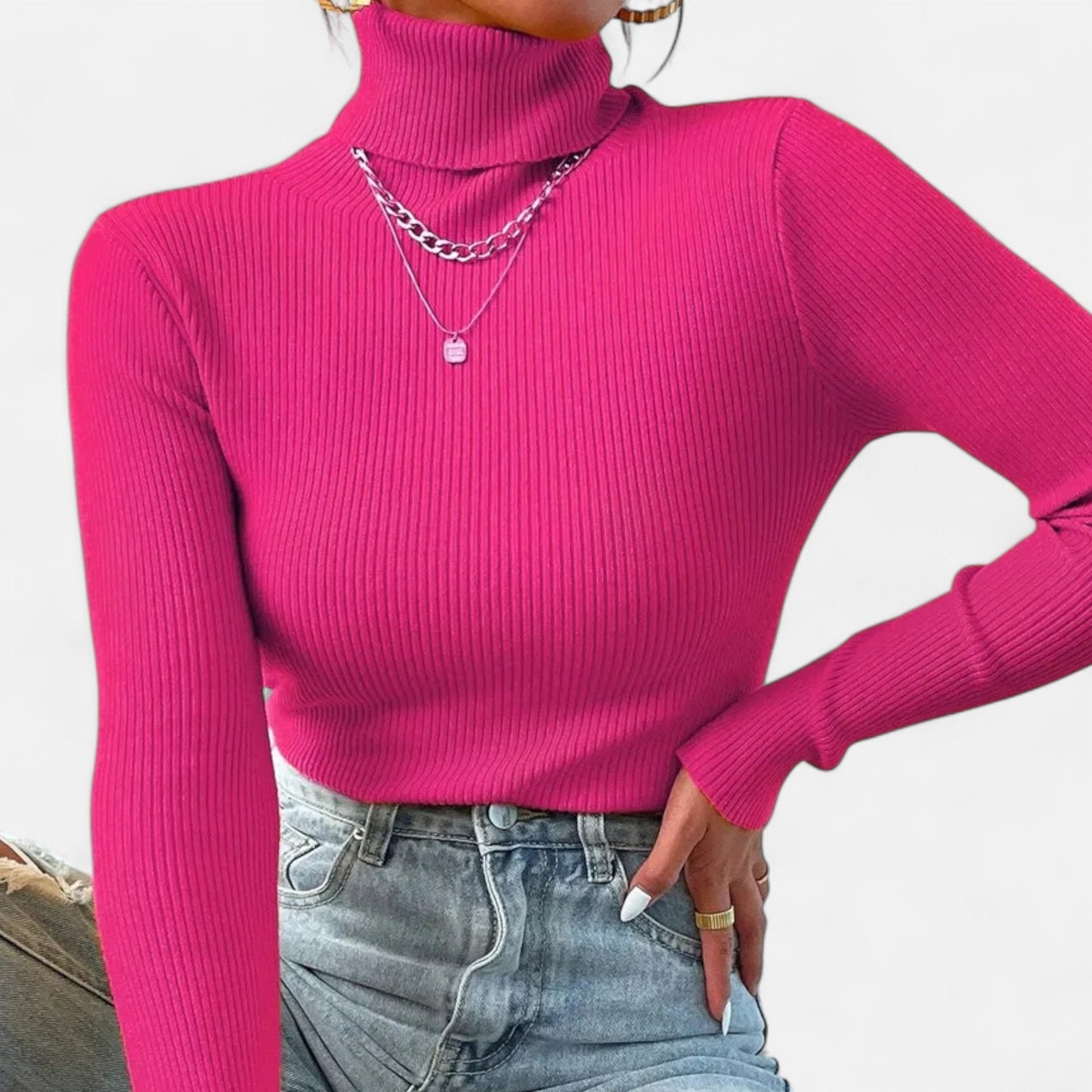 Warm Knitted Women's Turtleneck Jumper