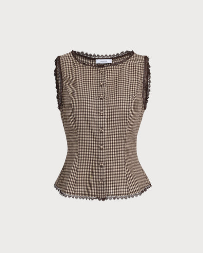 Rowan | Classic Fit Brown Plaid Holiday Clothes Vest