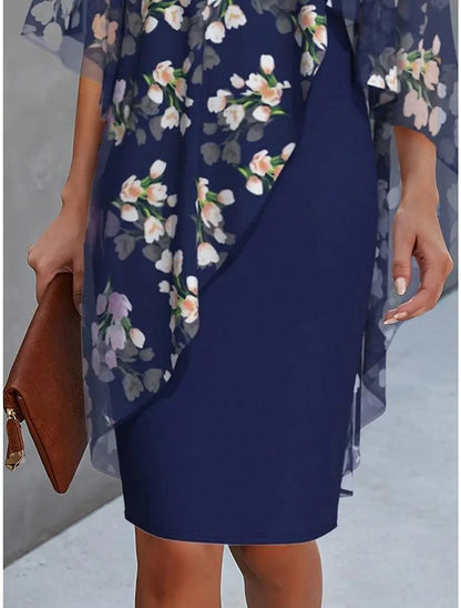 Chic Midi Dress with Lace Overlay