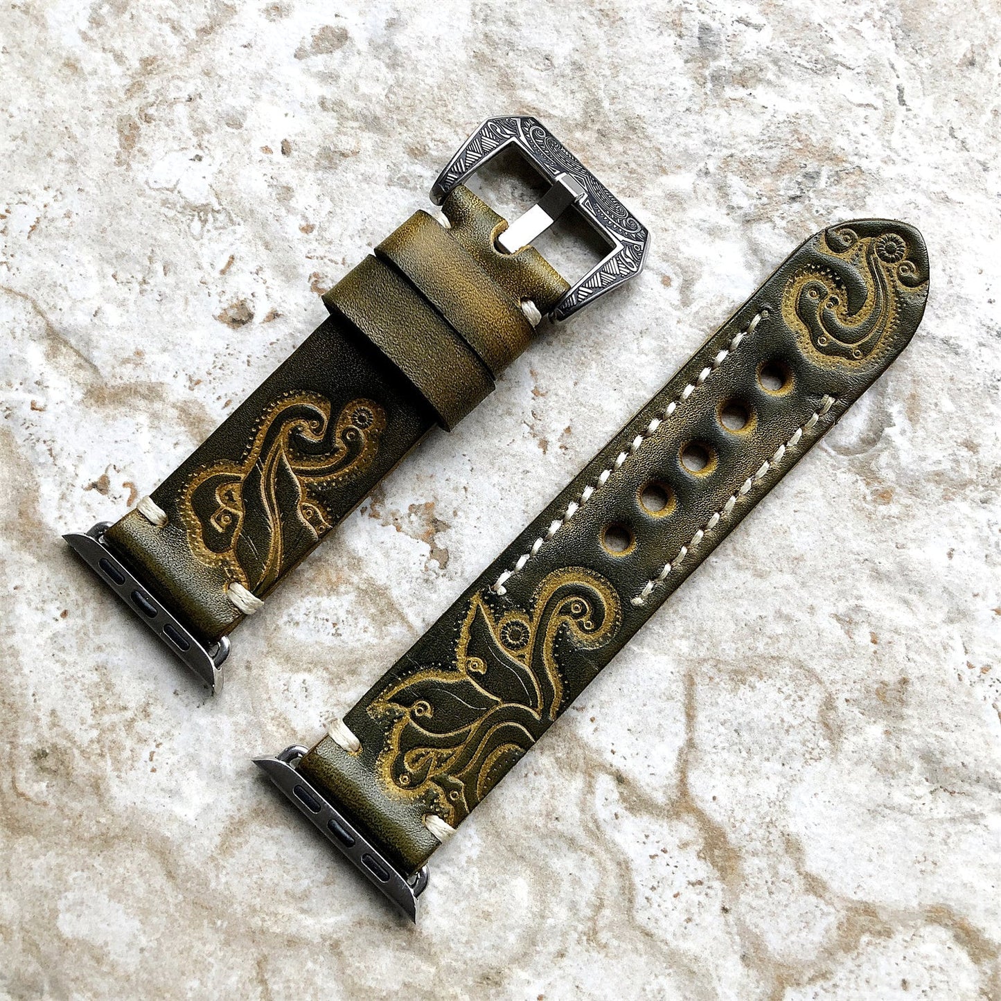 Customized Monogrammed Leather Band for Apple Watch