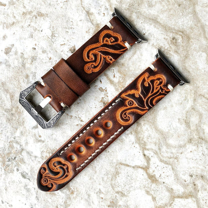 Customized Monogrammed Leather Band for Apple Watch