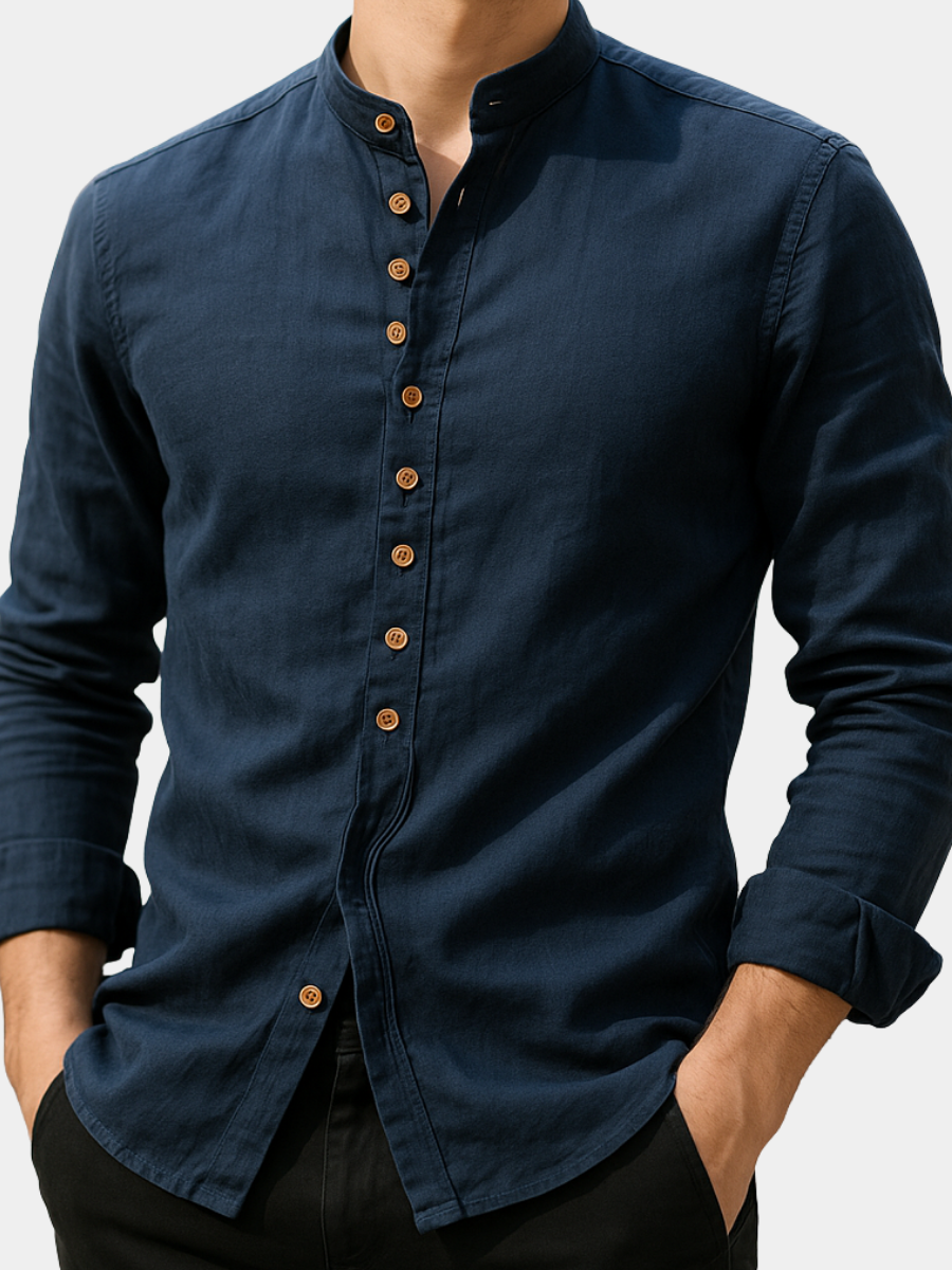 Casual Linen Blend Mens Relaxed Shirt - OutfitLondon