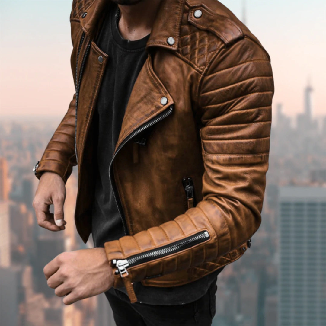 Classic Brown Motorcycle Jacket