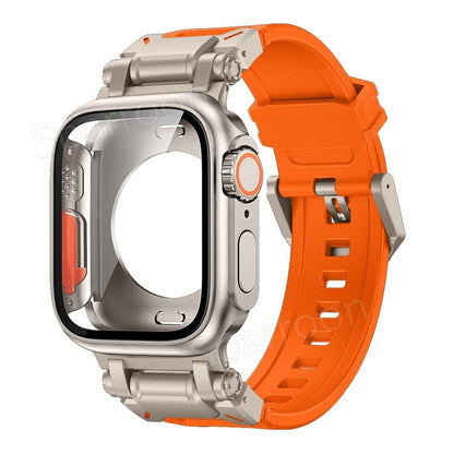 Tough Metal Cover with Rubber Band for Apple Watch
