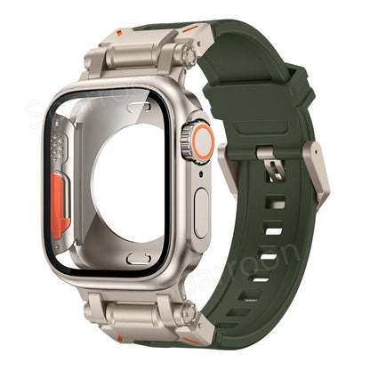 Tough Metal Cover with Rubber Band for Apple Watch