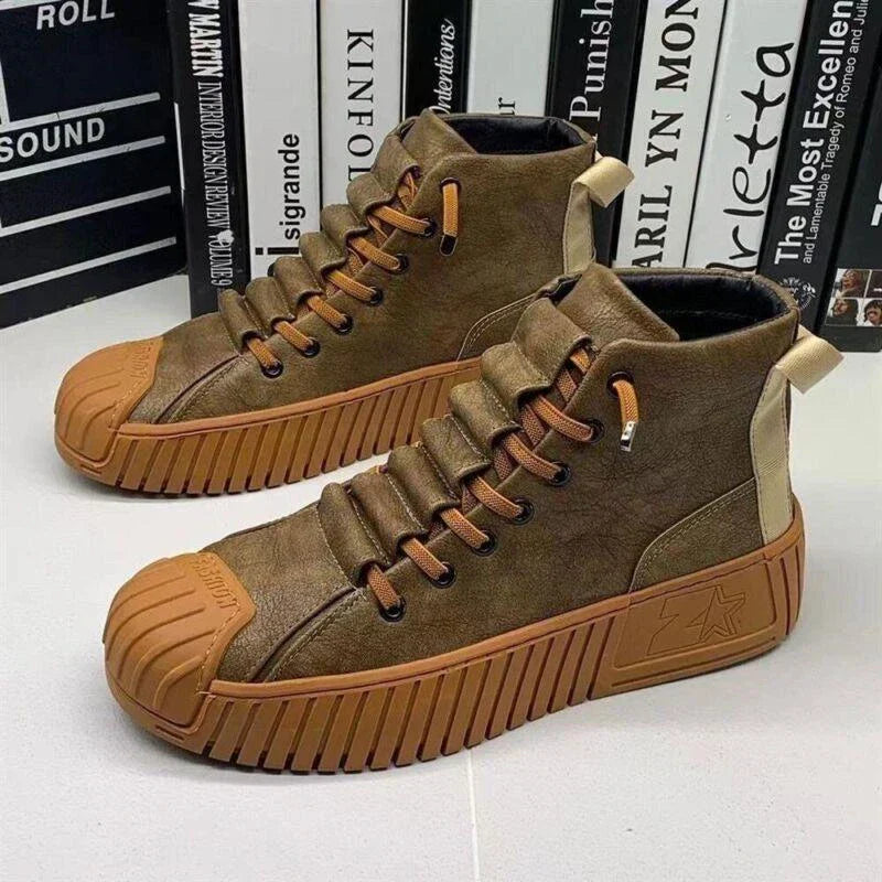 Trendy Ankle High Lace Boots for Men - OutfitLondon