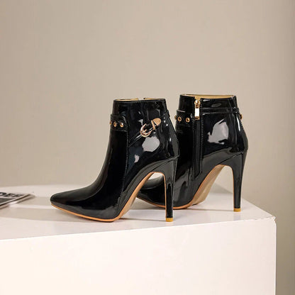Black Genuine Leather Ankle Boots