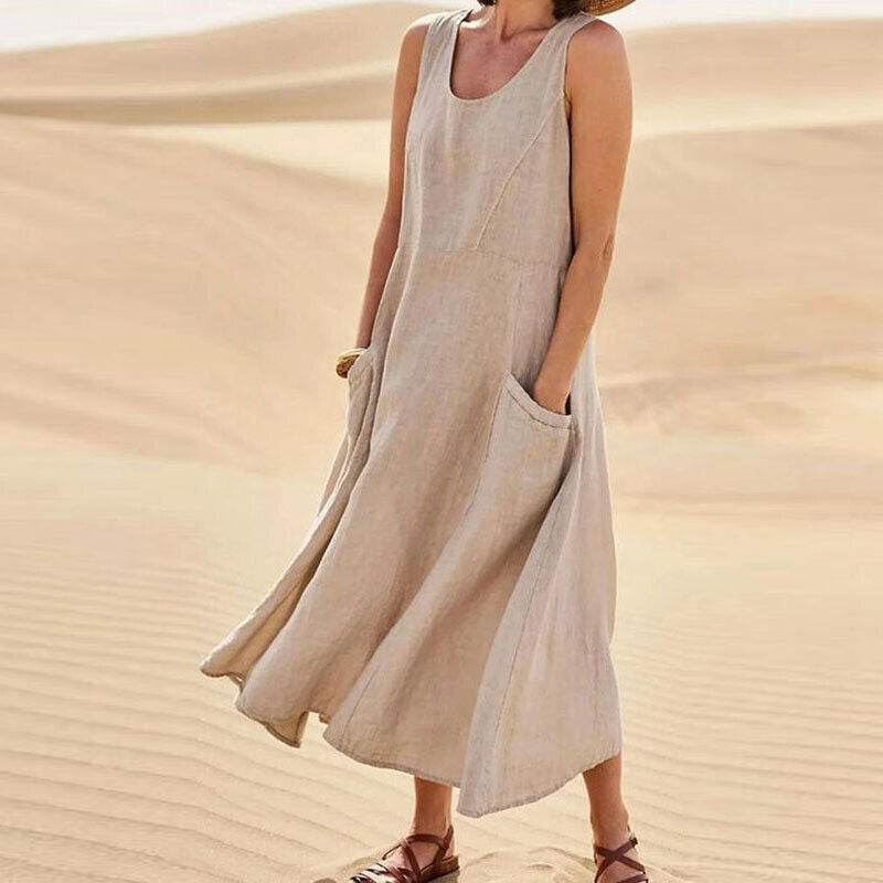 Comfortable Women's Sundress with Side Pockets - OutfitLondon