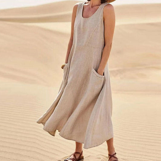 Comfortable Women's Sundress with Side Pockets - OutfitLondon