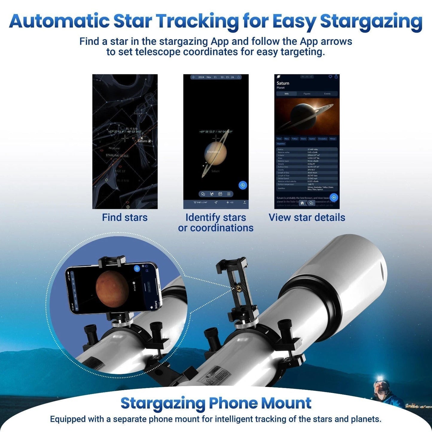 High Power 210x Adult Telescope with Star App