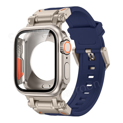 Tough Metal Cover with Rubber Band for Apple Watch