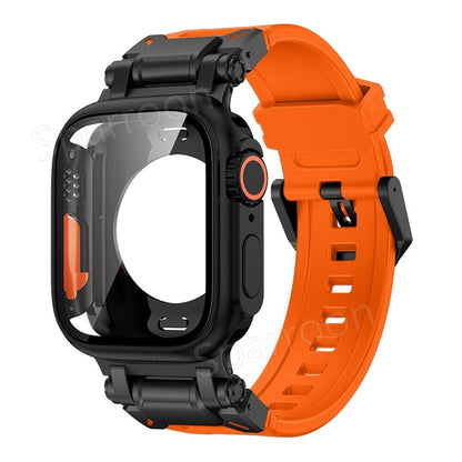 Tough Metal Cover with Rubber Band for Apple Watch