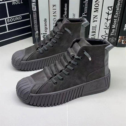 Trendy Ankle High Lace Boots for Men