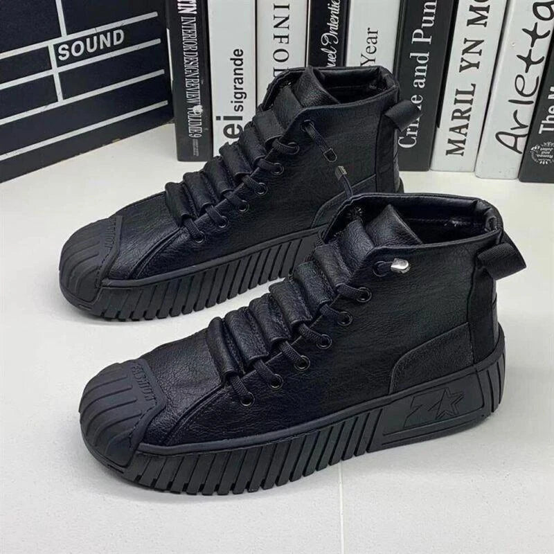 Trendy Ankle High Lace Boots for Men