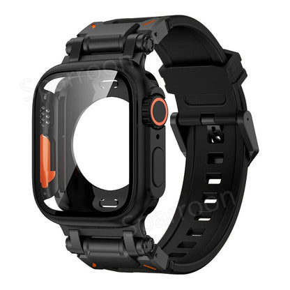 Tough Metal Cover with Rubber Band for Apple Watch