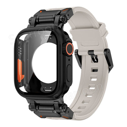 Tough Metal Cover with Rubber Band for Apple Watch