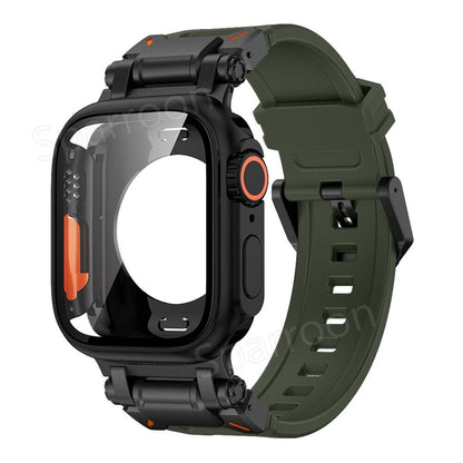 Tough Metal Cover with Rubber Band for Apple Watch