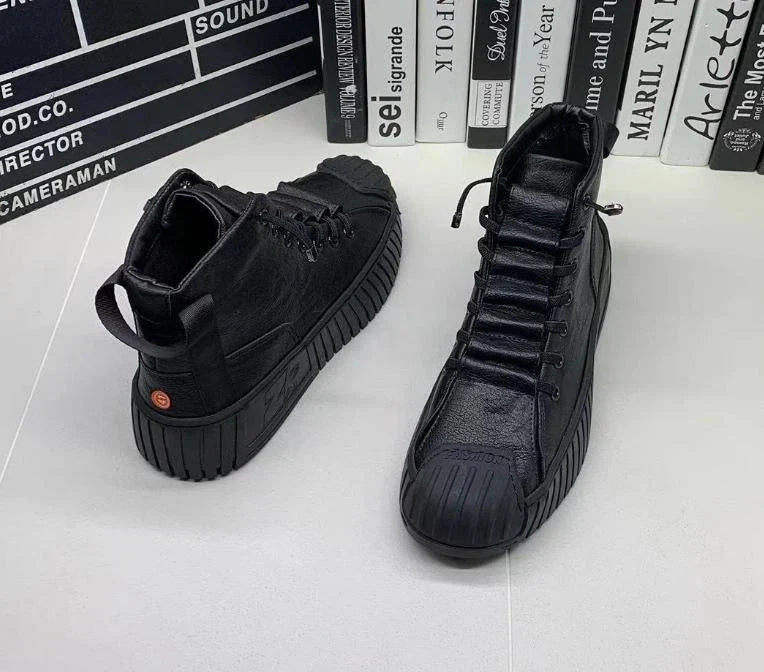 Trendy Ankle High Lace Boots for Men