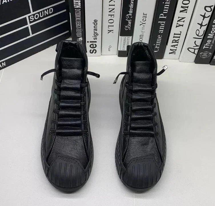 Trendy Ankle High Lace Boots for Men